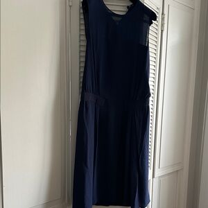 Salvatore Ferragamo Dark  Blue Silk Midi Dress
